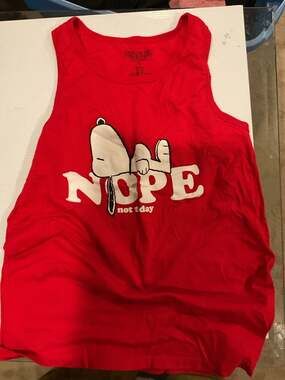 Peanuts Snoopy 'Nope Not Today' Red Graphic Tank Top